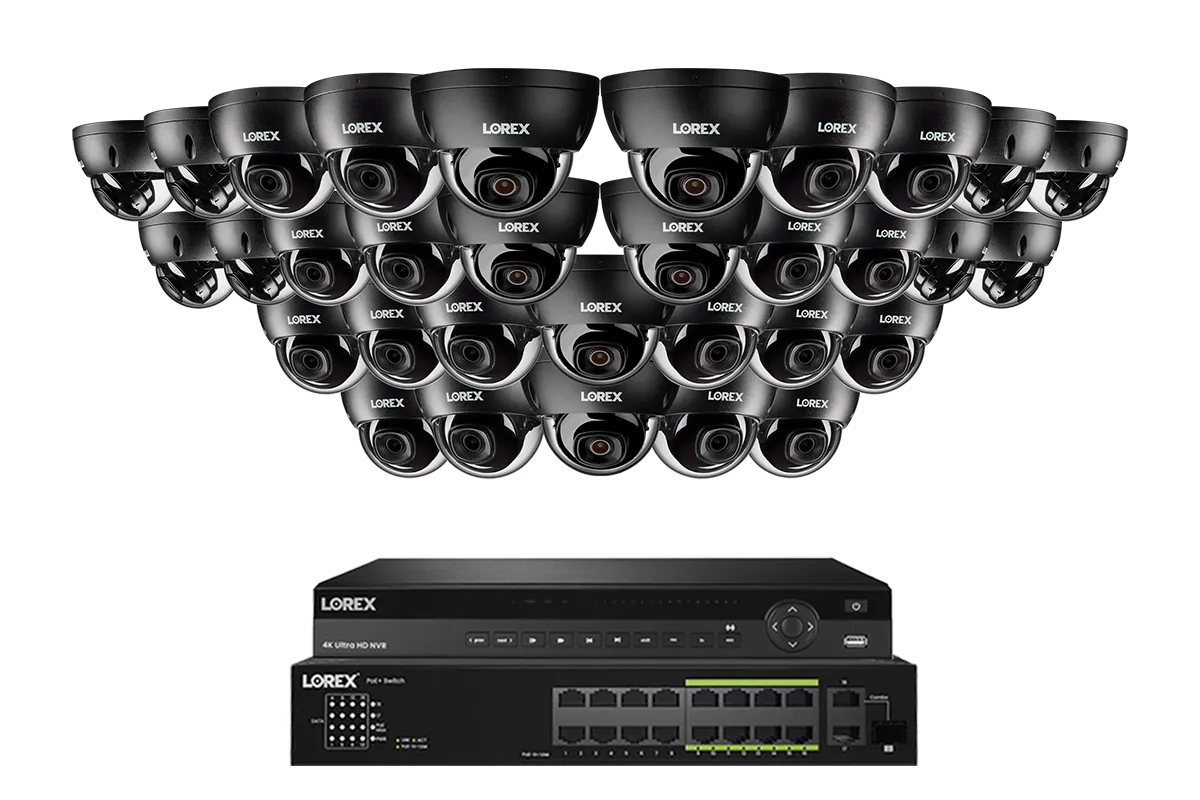Lorex Elite Series 4K 32 Camera Capable 8TB Wired NVR System with 8MP (4K) A10 IP Dome Cameras