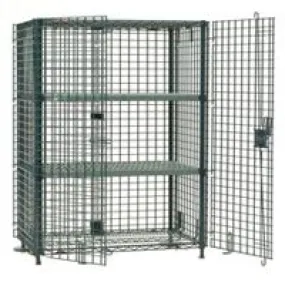 Metro SEC35K3 Metroseal&reg; Green Security Cage with Aluminum Dolly, fits 18" x 48" Shelves