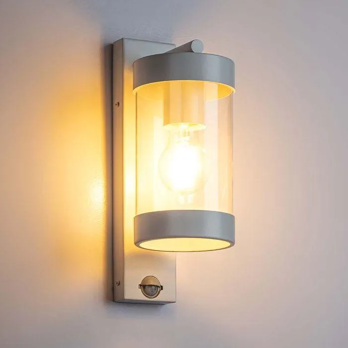 Modern Outdoor Sensor Wall Light in Black, White