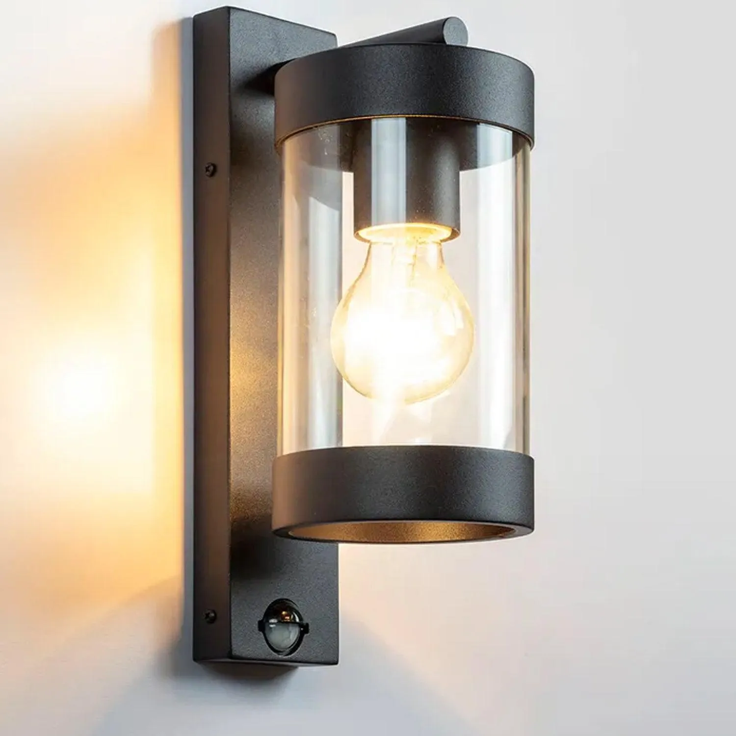 Modern Outdoor Sensor Wall Light in Black, White