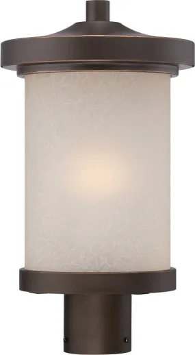 Nuvo 9 inch Diego LED Outdoor Post Bronze Light with Satin Amber Glass