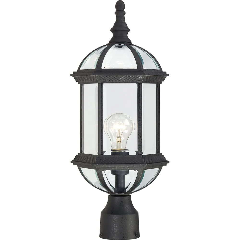 Nuvo Boxwood 1-Light 19" Outdoor Post Lantern w/ Clear Glass in Textured Black