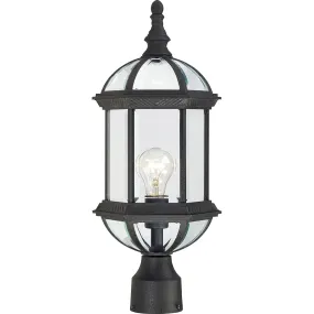 Nuvo Boxwood 1-Light 19" Outdoor Post Lantern w/ Clear Glass in Textured Black