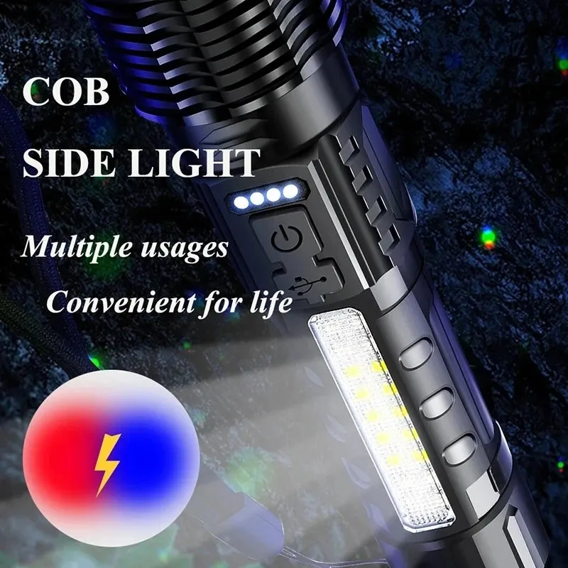 Powerful a76 torch GT10 High beam LED A76 Flashlight Waterproof With Side Light 7 Modes