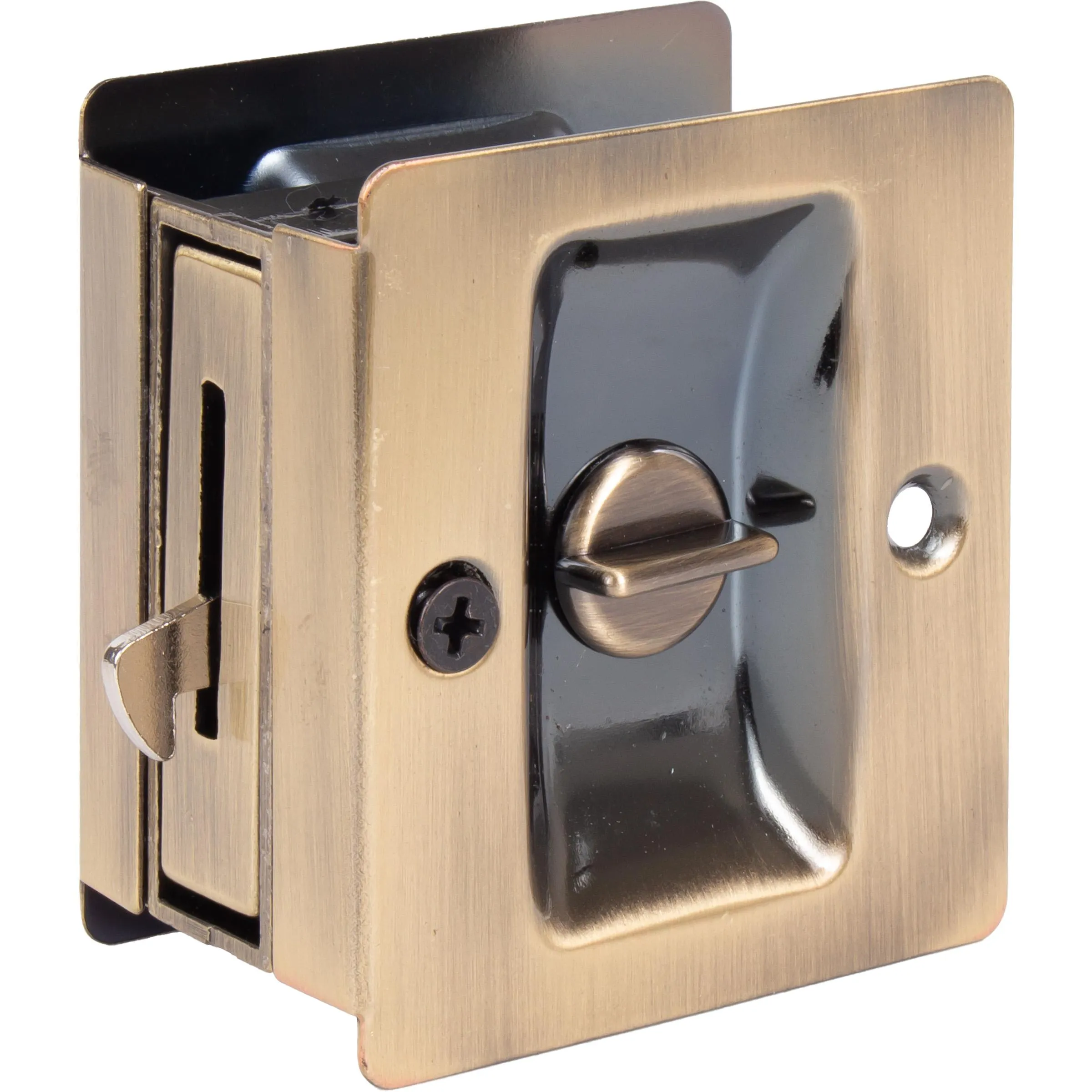 Premium Square Pocket Door Lock, Privacy/Bed/Bath Latch
