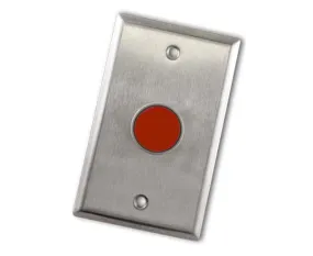 Remote Station Plate, Single Gang Stainless Steel Plate with One Red Panic Button