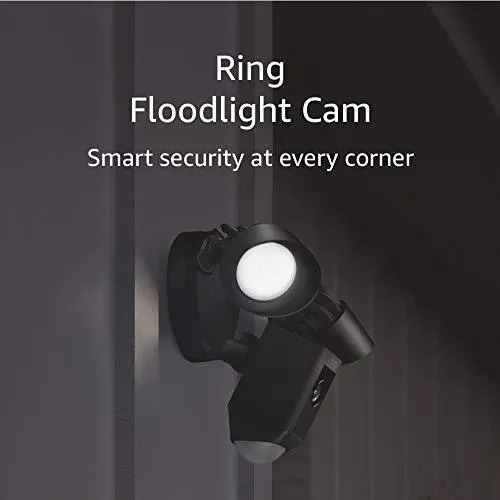 Ring Floodlight Camera Motion-Activated HD Security Cam Two-Way Talk and Siren Alarm, Black, Works with Alexa