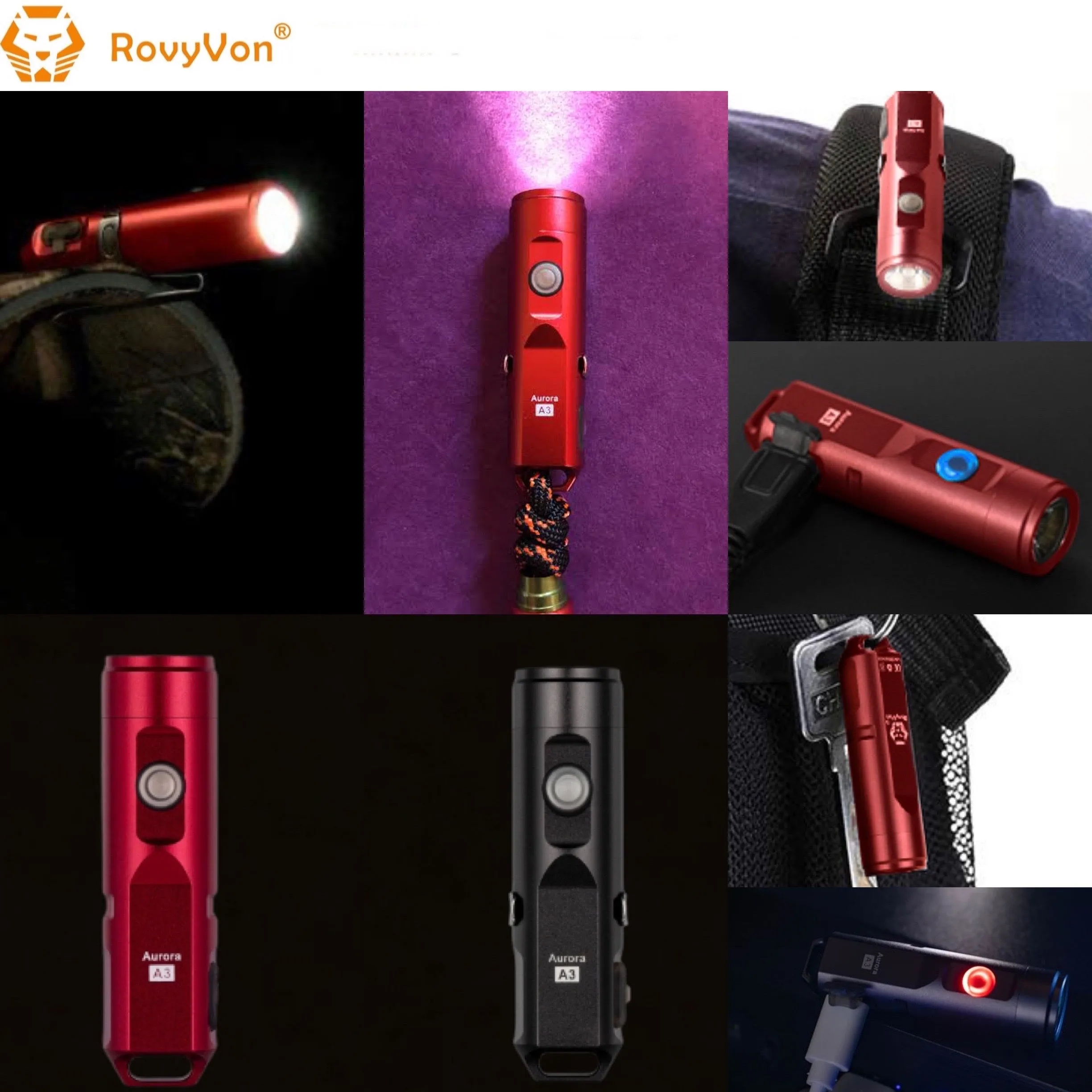 RovyVon Aurora A3x Aluminum EDC Keychain Flashlight