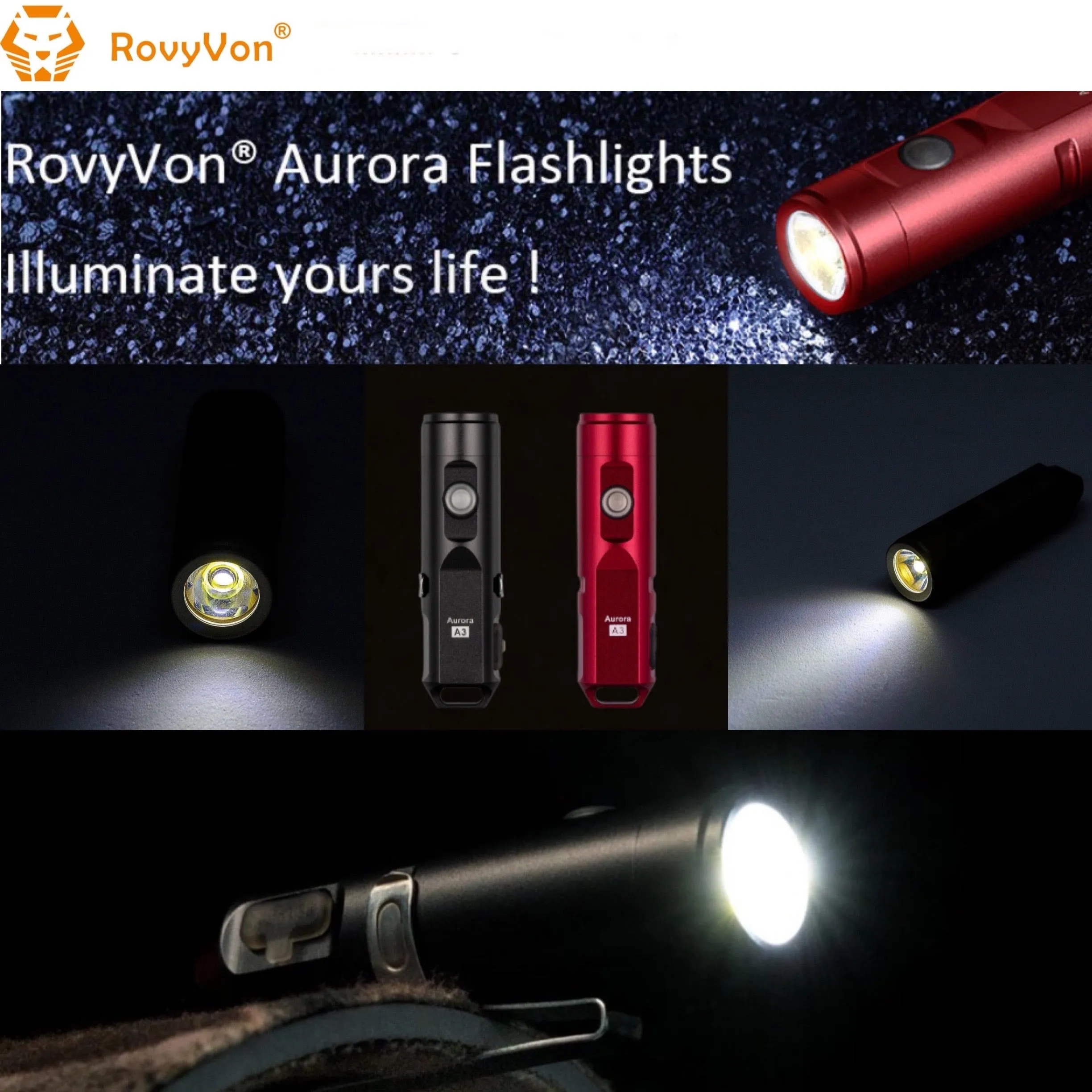 RovyVon Aurora A3x Aluminum EDC Keychain Flashlight