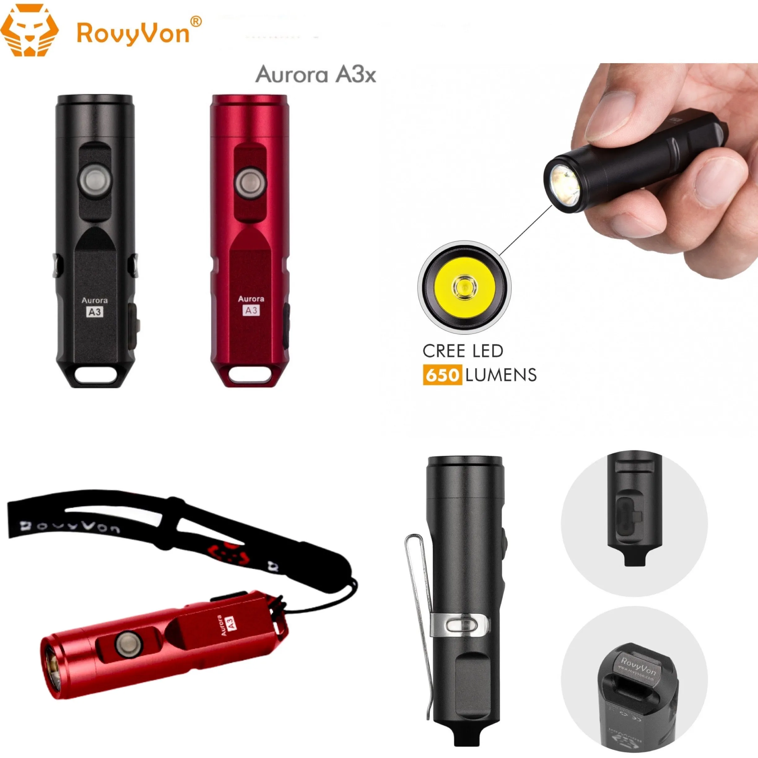 RovyVon Aurora A3x Aluminum EDC Keychain Flashlight