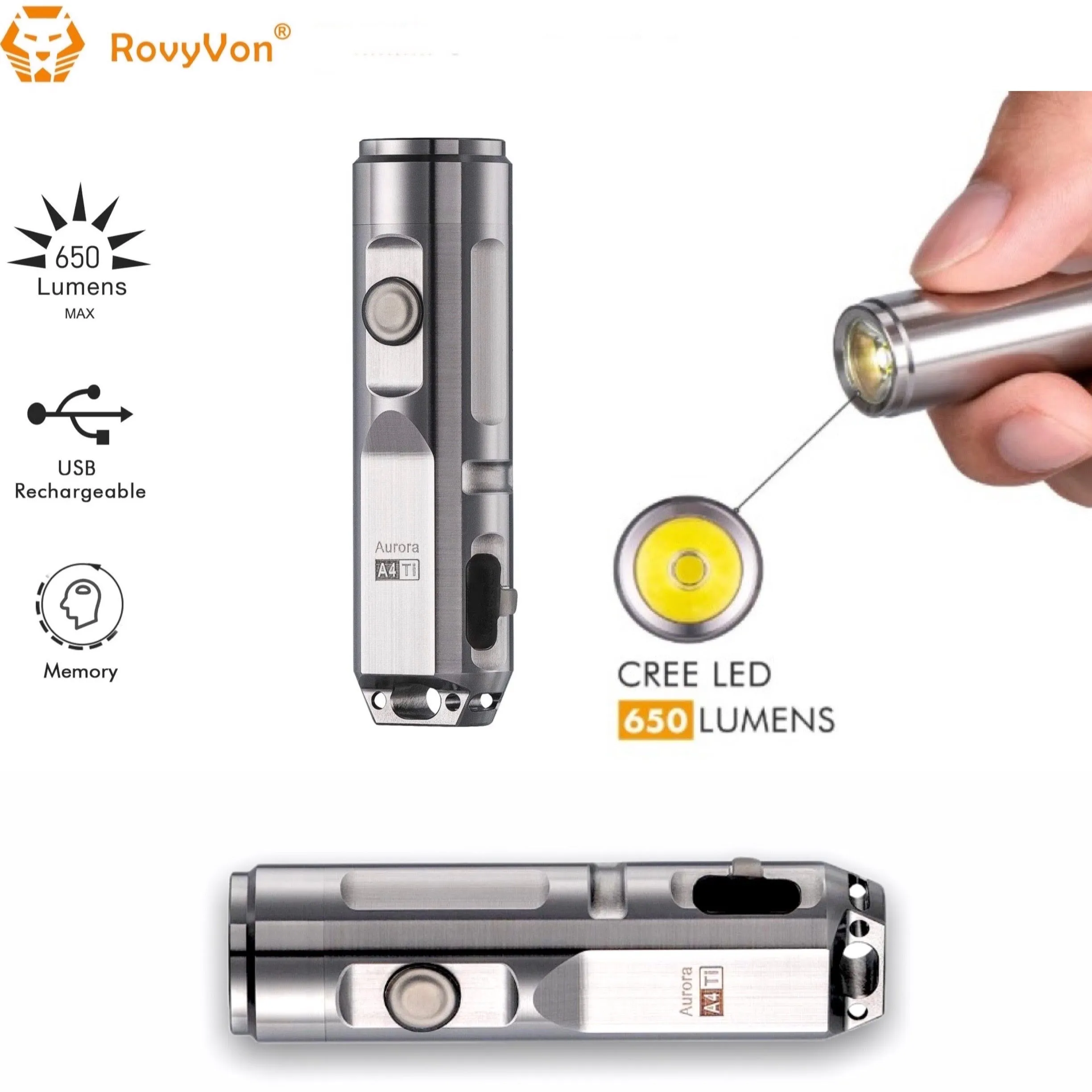 RovyVon Aurora A4x Titanium EDC Keychain Flashlight