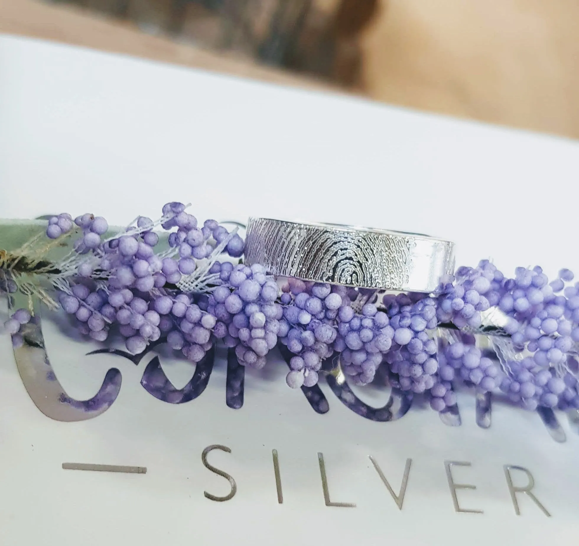 Silver Chunky Fingerprint and Handwriting Ring