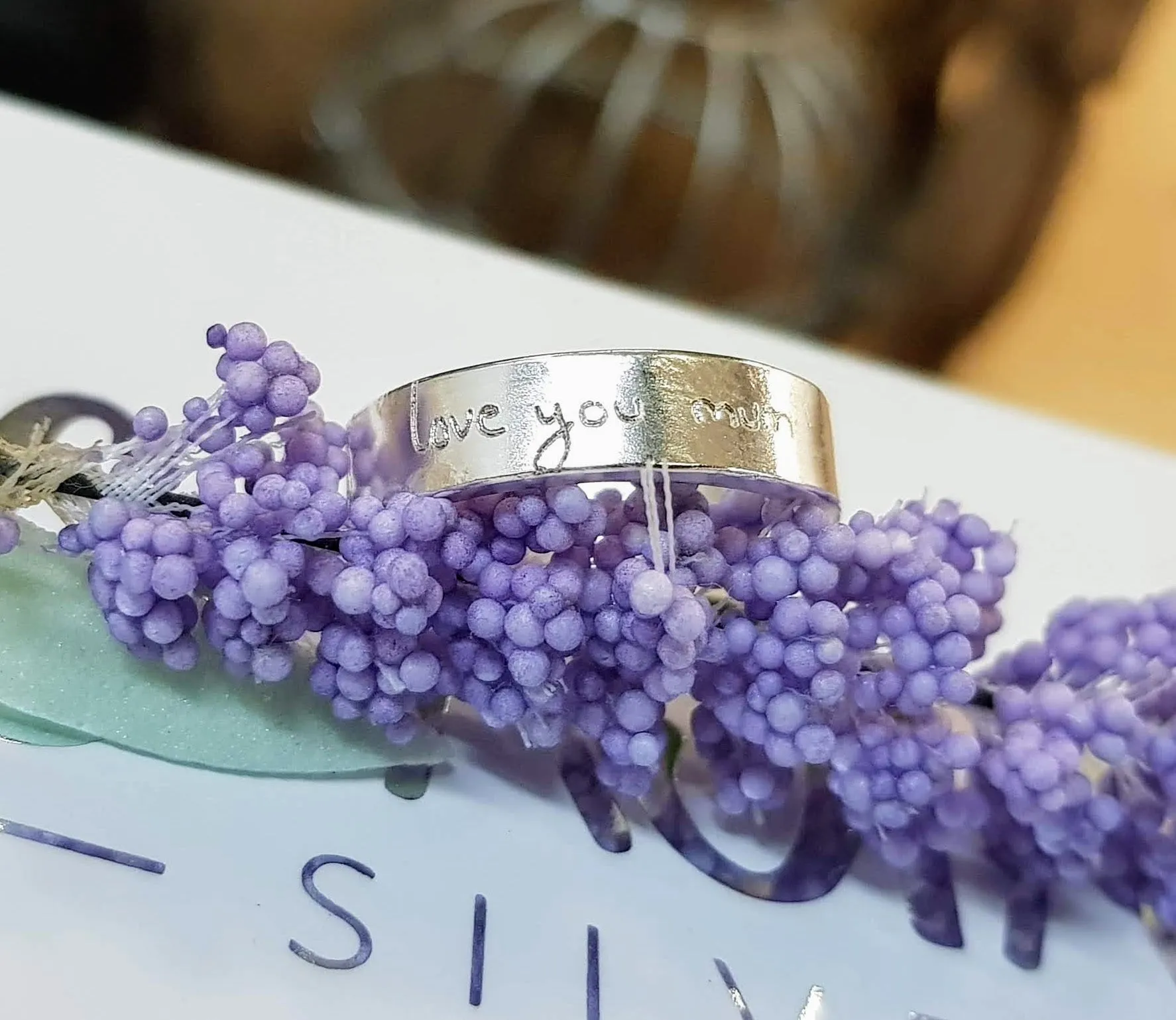 Silver Chunky Fingerprint and Handwriting Ring