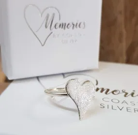 Silver 'Wonky Heart' Fingerprint Ring