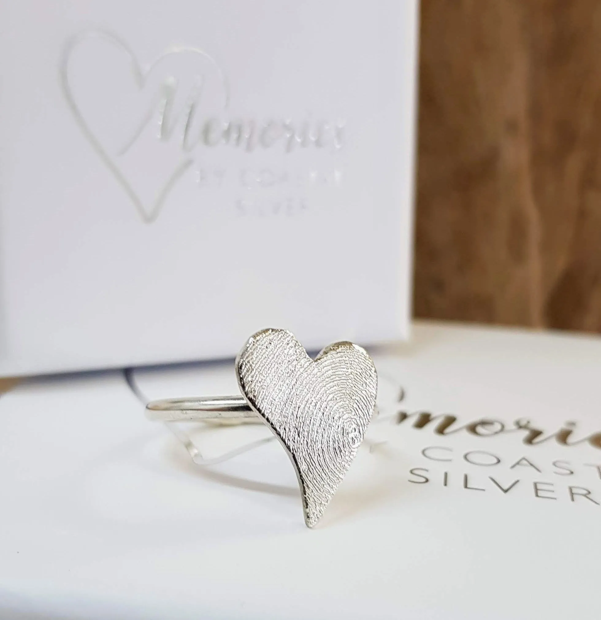 Silver 'Wonky Heart' Fingerprint Ring