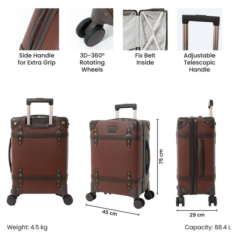 Single: Clownfish Vintage Series Check-In Trolley Bag | TSA Lock | 88.4L | Brown 28 inch