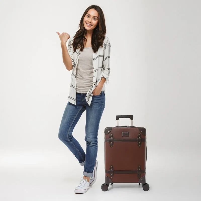 Single: Clownfish Vintage Series Check-In Trolley Bag | TSA Lock | 88.4L | Brown 28 inch