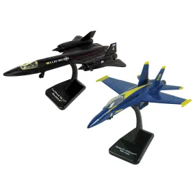 SMITHSONIAN InAir E-Z Build Model Kits - F-18 Hornet Blue Angels & SR-71 Blackbird - SET of 2 - 1:72 Scale
