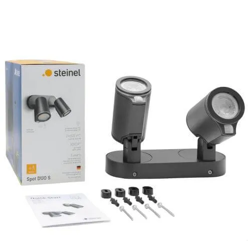 Steinel Spot Duo S Sensor Spotlight, 15W LED, Anthracite Finish, Outdoor Light - With Sensor