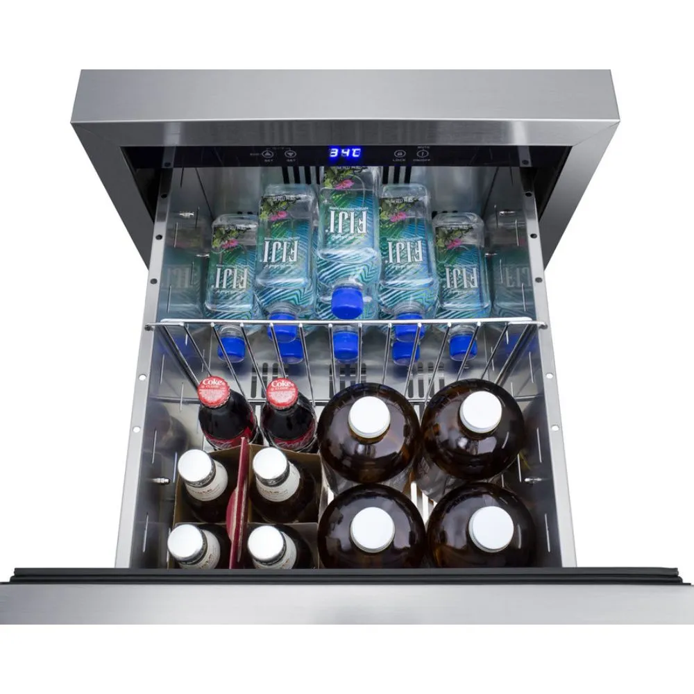 Summit ADRD18OS 18" Wide Outdoor 2-Drawer All-Refrigerator, ADA Compliant
