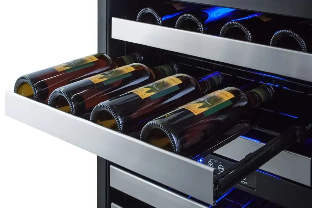 Summit Appliance 23.63'' 46 Bottle and Can Triple Zone Wine & Beverage Refrigerator