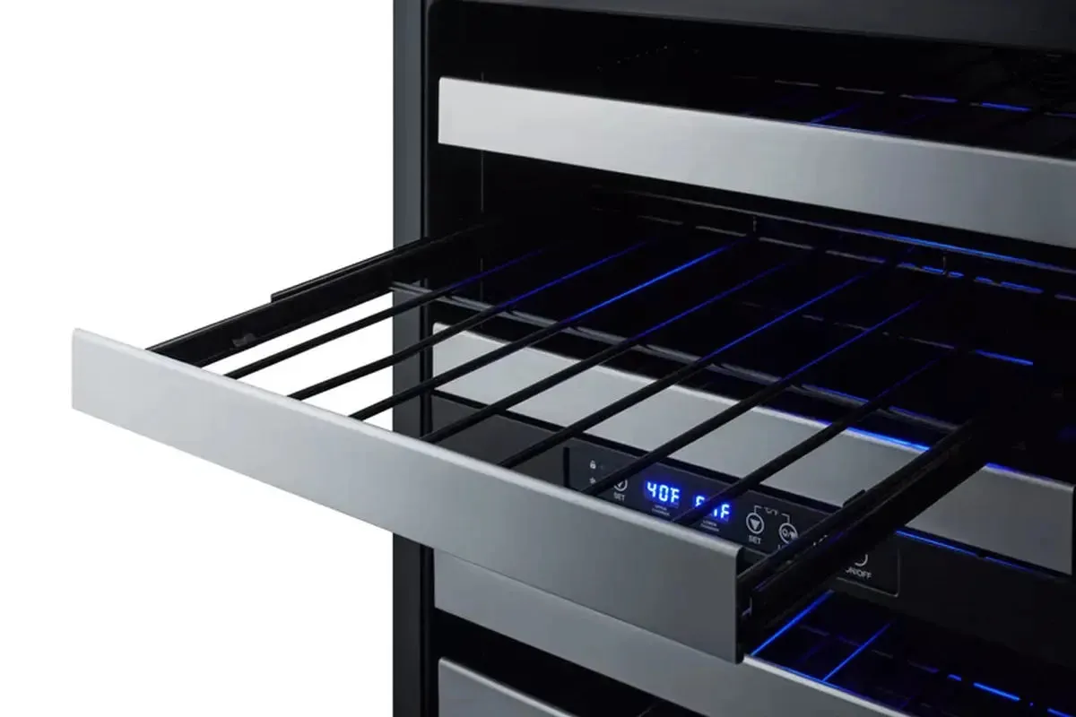 Summit Appliance 23.63'' 46 Bottle and Can Triple Zone Wine & Beverage Refrigerator