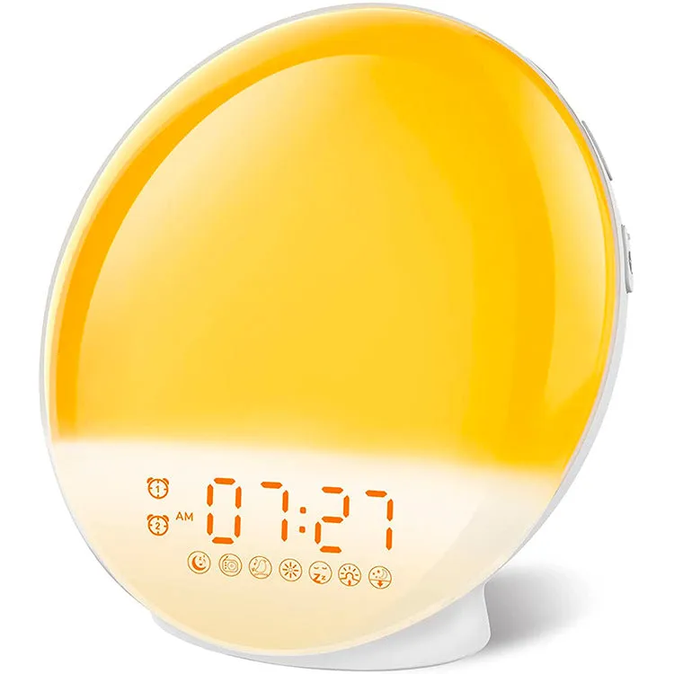 Sunrise Sunset Wake-up Light LED Electronic Alarm Clock Colorful Atmosphere Light Bedside Lamp Noise Children's Alarm Clock