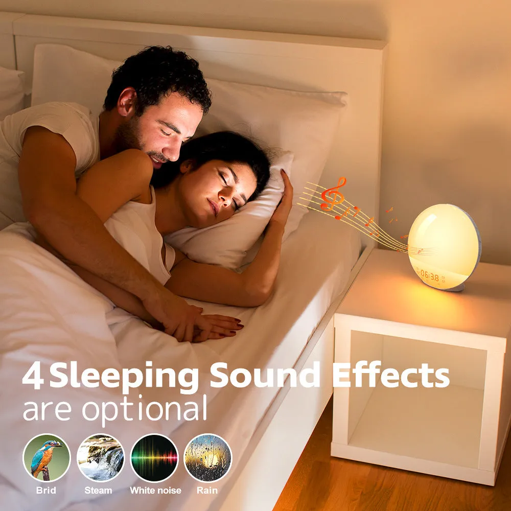 Sunrise Sunset Wake-up Light LED Electronic Alarm Clock Colorful Atmosphere Light Bedside Lamp Noise Children's Alarm Clock