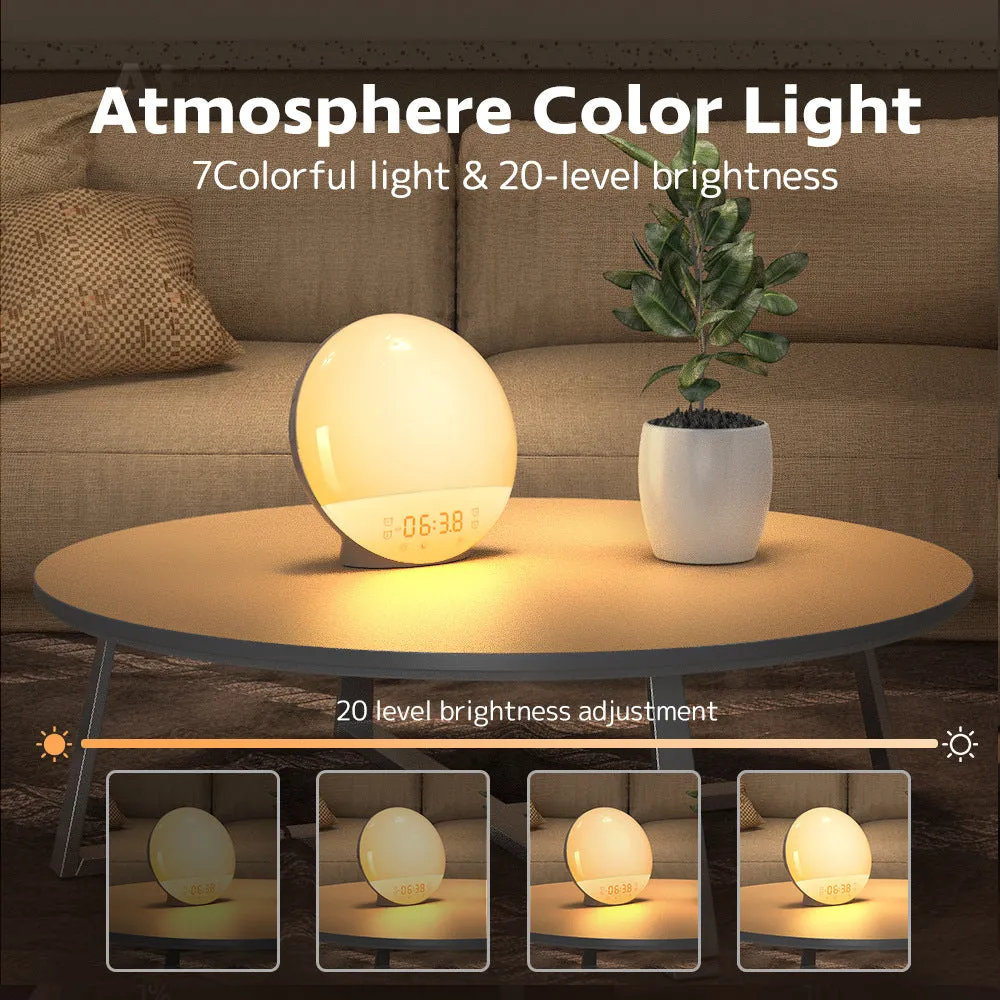Sunrise Sunset Wake-up Light LED Electronic Alarm Clock Colorful Atmosphere Light Bedside Lamp Noise Children's Alarm Clock