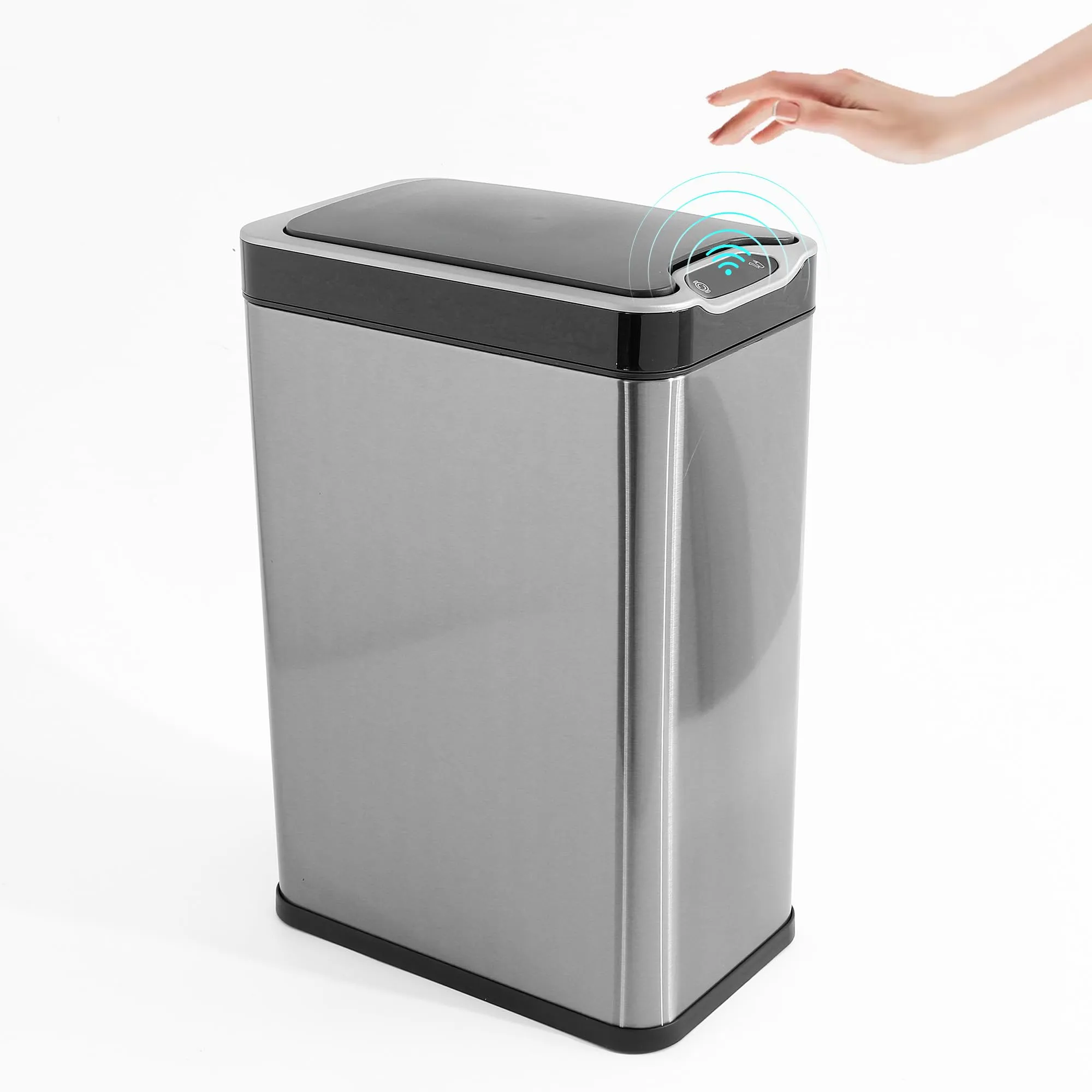 The Better Home 20L (46cm) Stainless Steel Automatic Dustbin With Lid | Dustbin For Bathroom | Dustbin For Kitchen | Trash Bin For Home & Office | Silver
