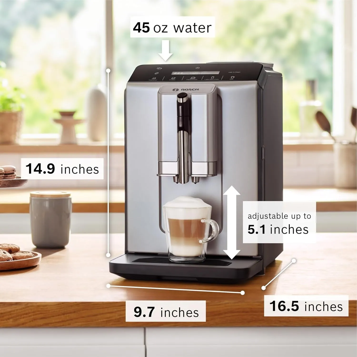TIU20307 300 Series Fully Automatic Espresso Machine with Milk Express (In-Cup Frother), LCD   Touch Control Panel