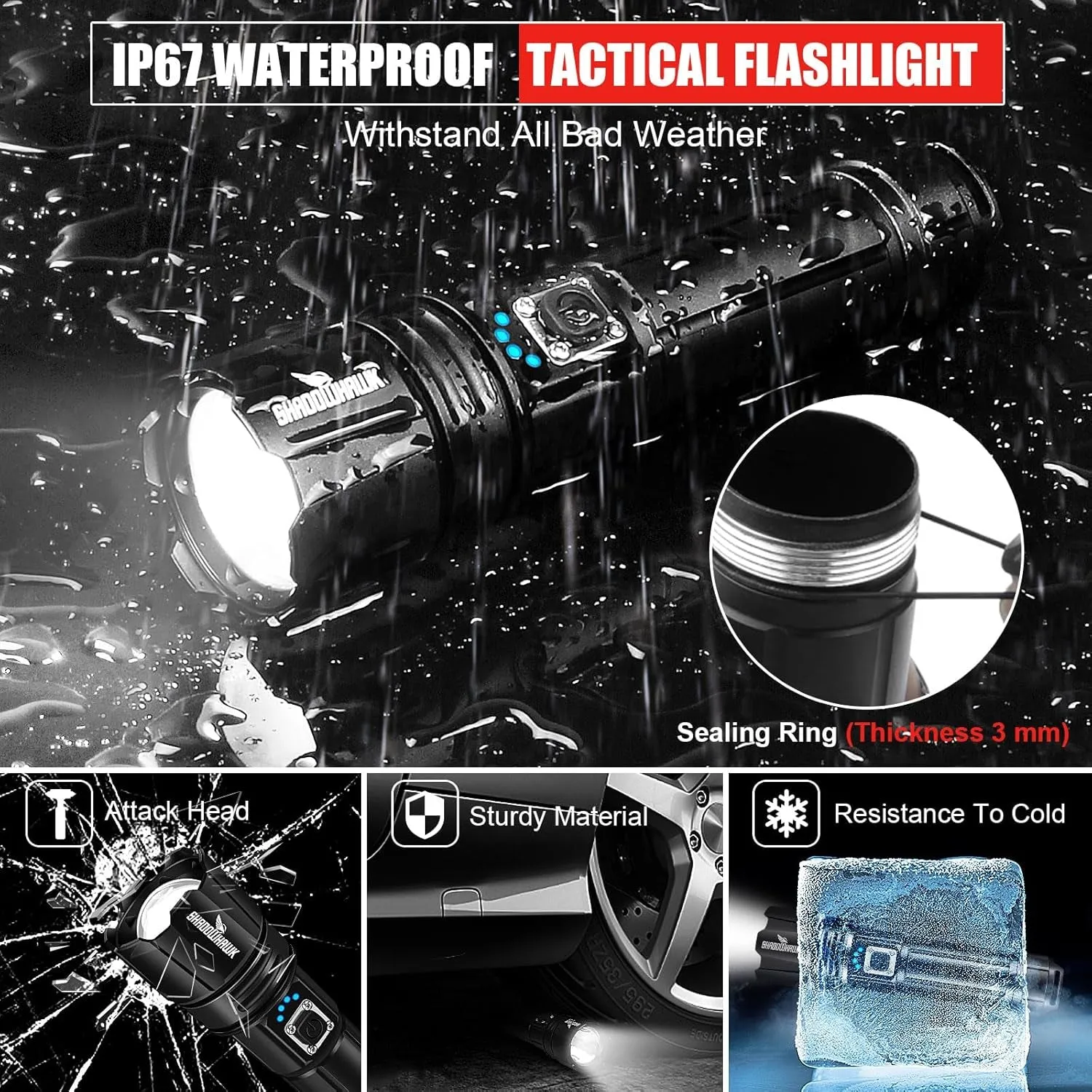 Torches Led Super Bright, Rechargeable Torch 200000 Lumens, XHP70.2 Flashlight Powerful Tactical Torch, IP67 Flash Light Battery Powered, High Power Hand Torch for Camping Emergency Gift