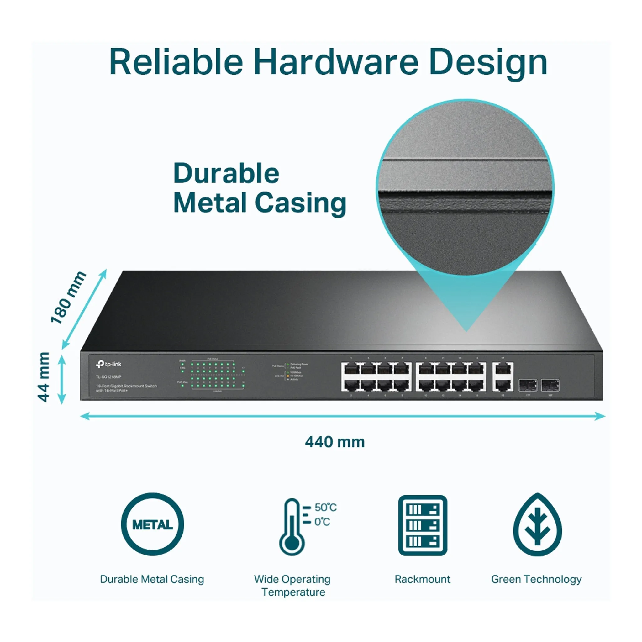 TP-Link TL-SG1218MP 16-Port PoE  Gigabit Rackmount Switch