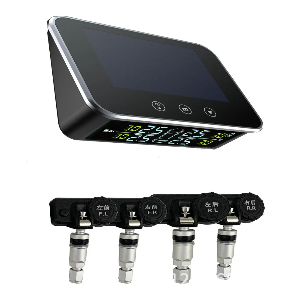 TPMS Tire Pressure Monitor Touch Solar Tire Pressure Monitor Full View Wireless Tire Pressure Detecto