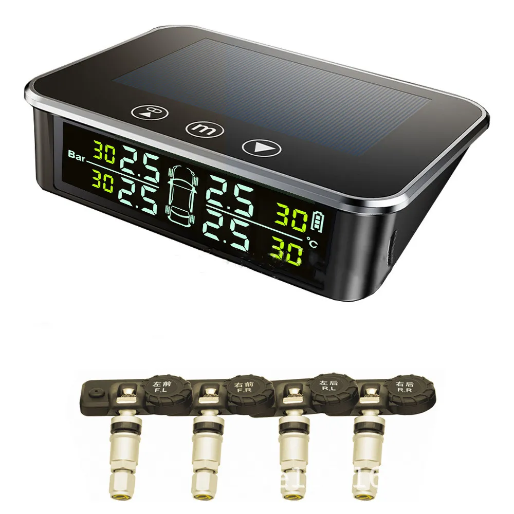 TPMS Tire Pressure Monitor Touch Solar Tire Pressure Monitor Full View Wireless Tire Pressure Detecto