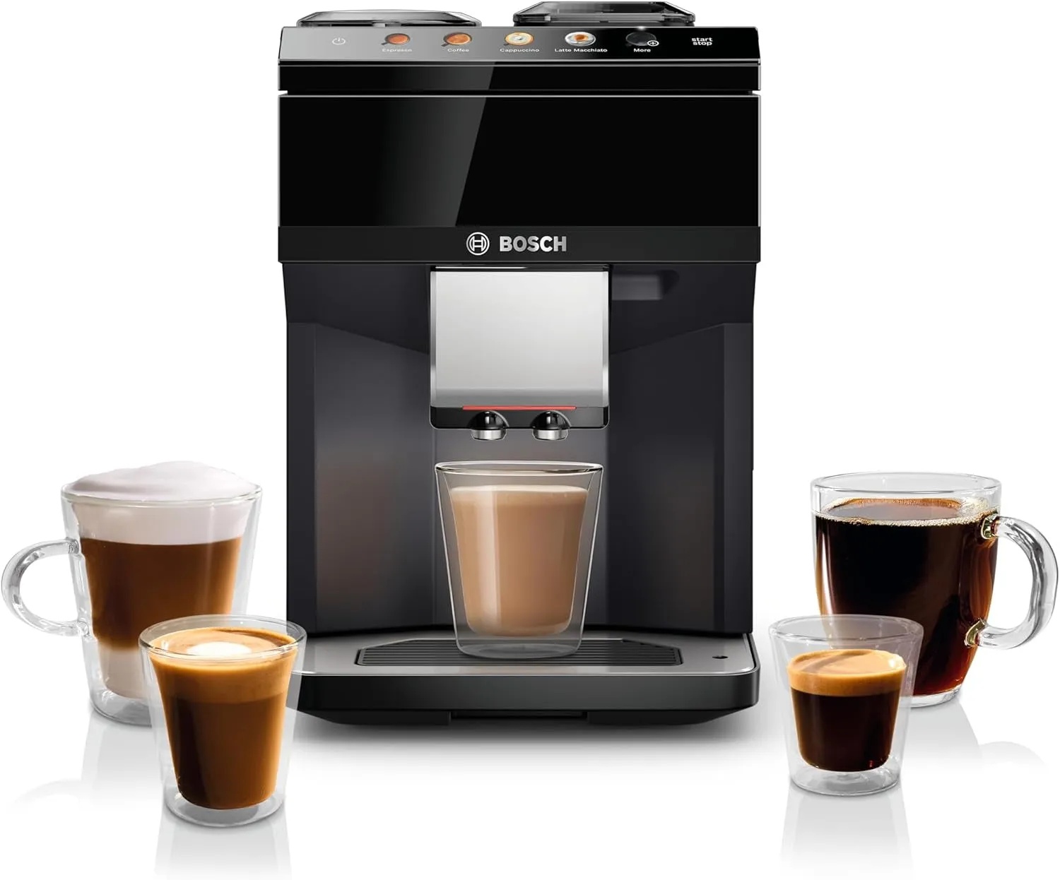 TPU40109 500 Series Fully Automatic Espresso Machine with Whole Bean Compartment and Ground Coffee Chute, TFT Display & Touch Control Panel