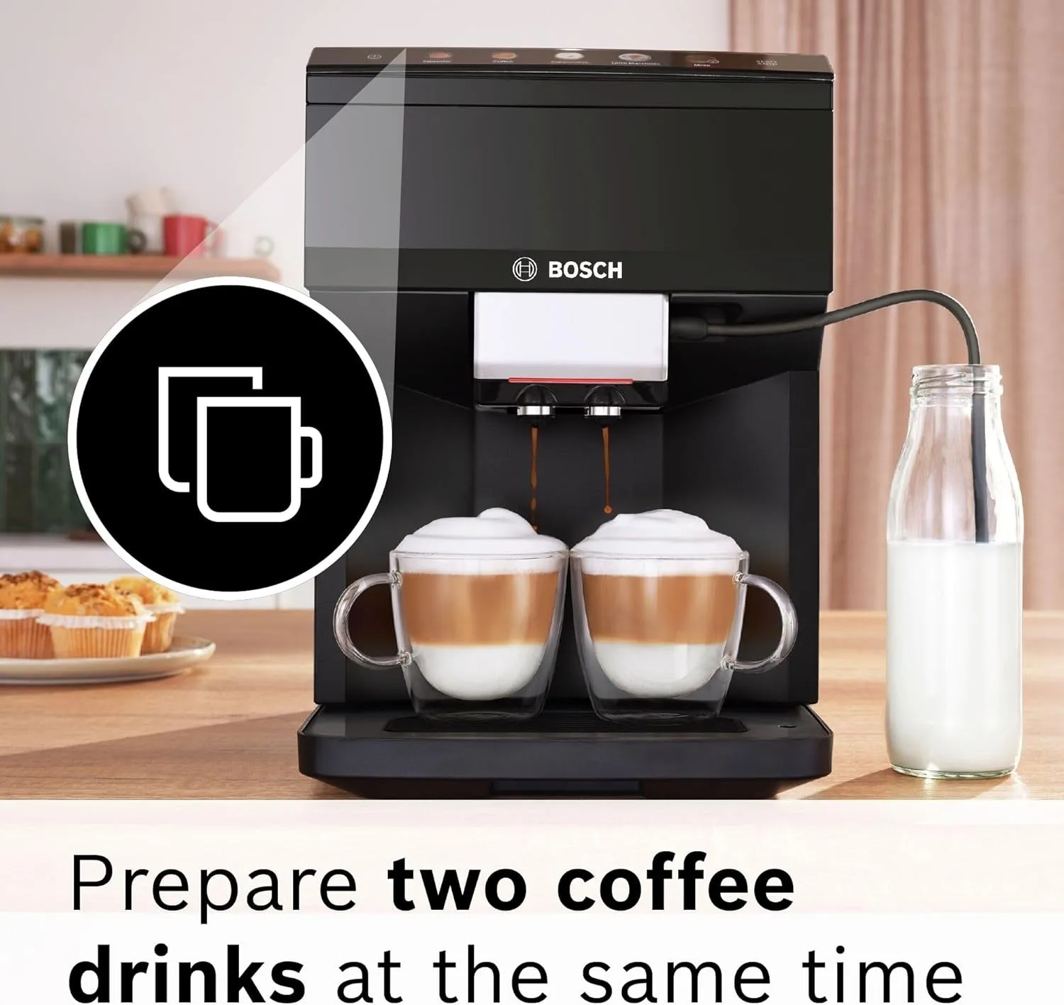 TPU40109 500 Series Fully Automatic Espresso Machine with Whole Bean Compartment and Ground Coffee Chute, TFT Display & Touch Control Panel