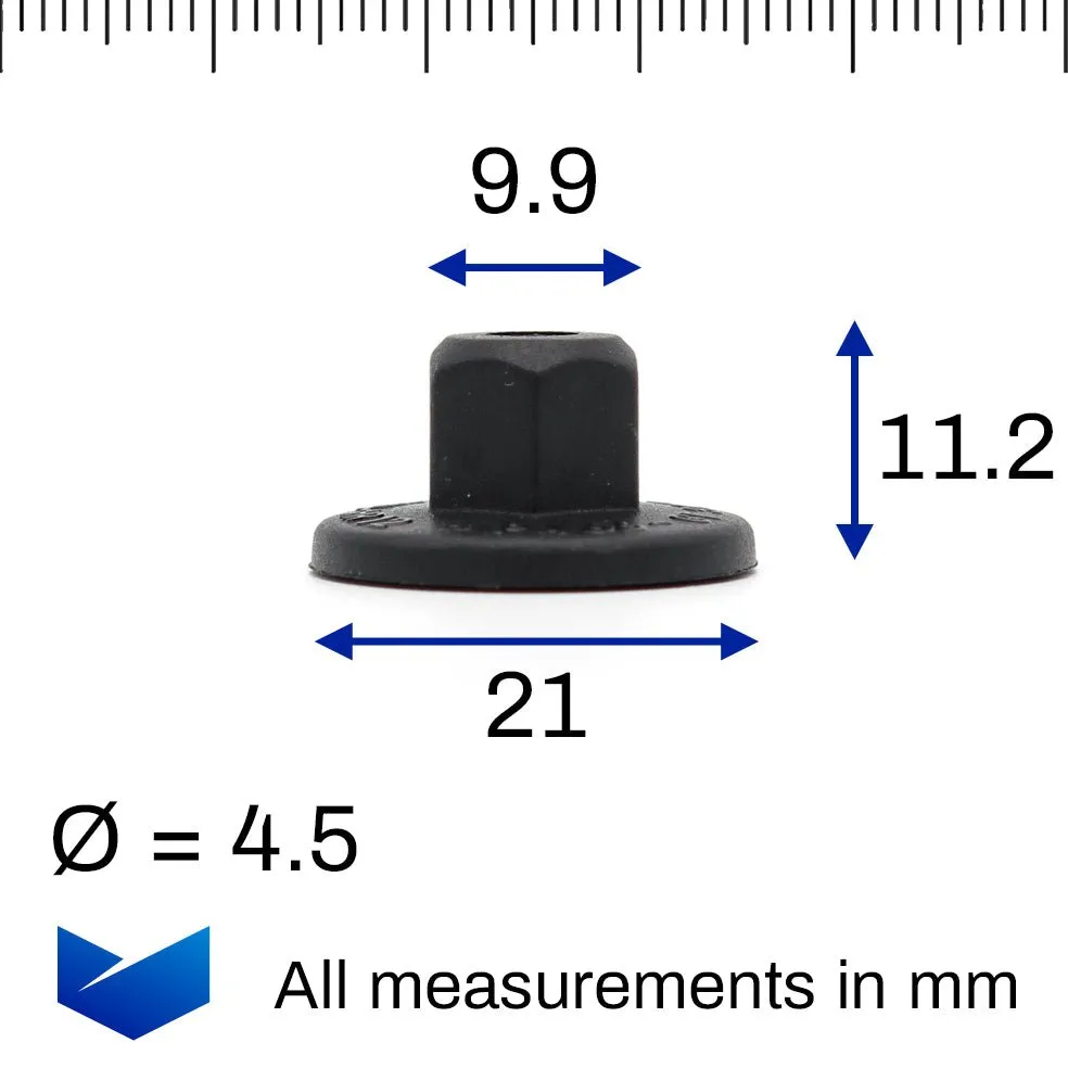 Unthreaded Plastic Nut for Trims, Upholstery and Part Mounting- Audi 8E0825265C