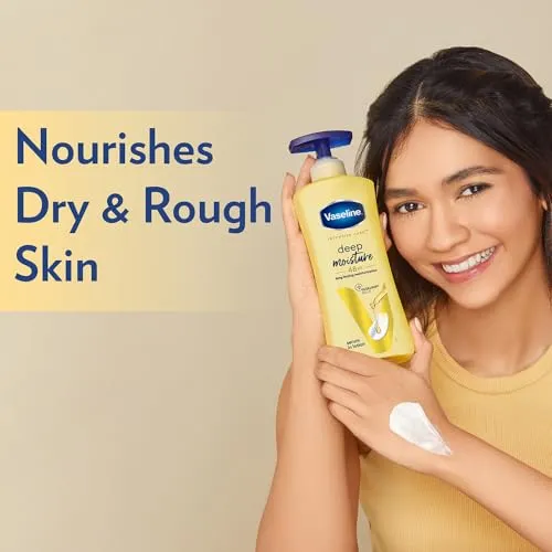 Vaseline Intensive Care Deep Moisture Nourishing Body Lotion 400 ml, Daily Moisturizer for Dry Skin, Gives Non-Greasy, Glowing Skin - For Men & Women