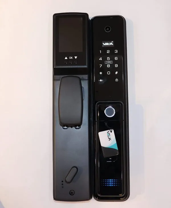 VILA Smart Lock,With WiFi, Display screen,Keypad Digital,Biometric Fingerprint,IC Card,Mechanical key Unlock for Apartment Hotel Home Use. COLOR: (BLACK)