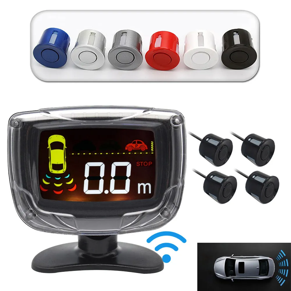 Wireless Car Parking Sensor Set LCD Display 4 Probe Backup