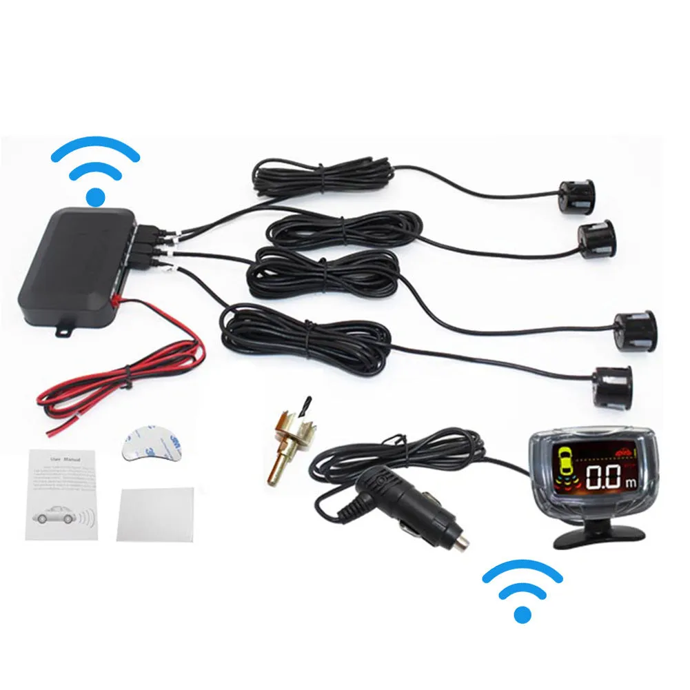 Wireless Car Parking Sensor Set LCD Display 4 Probe Backup