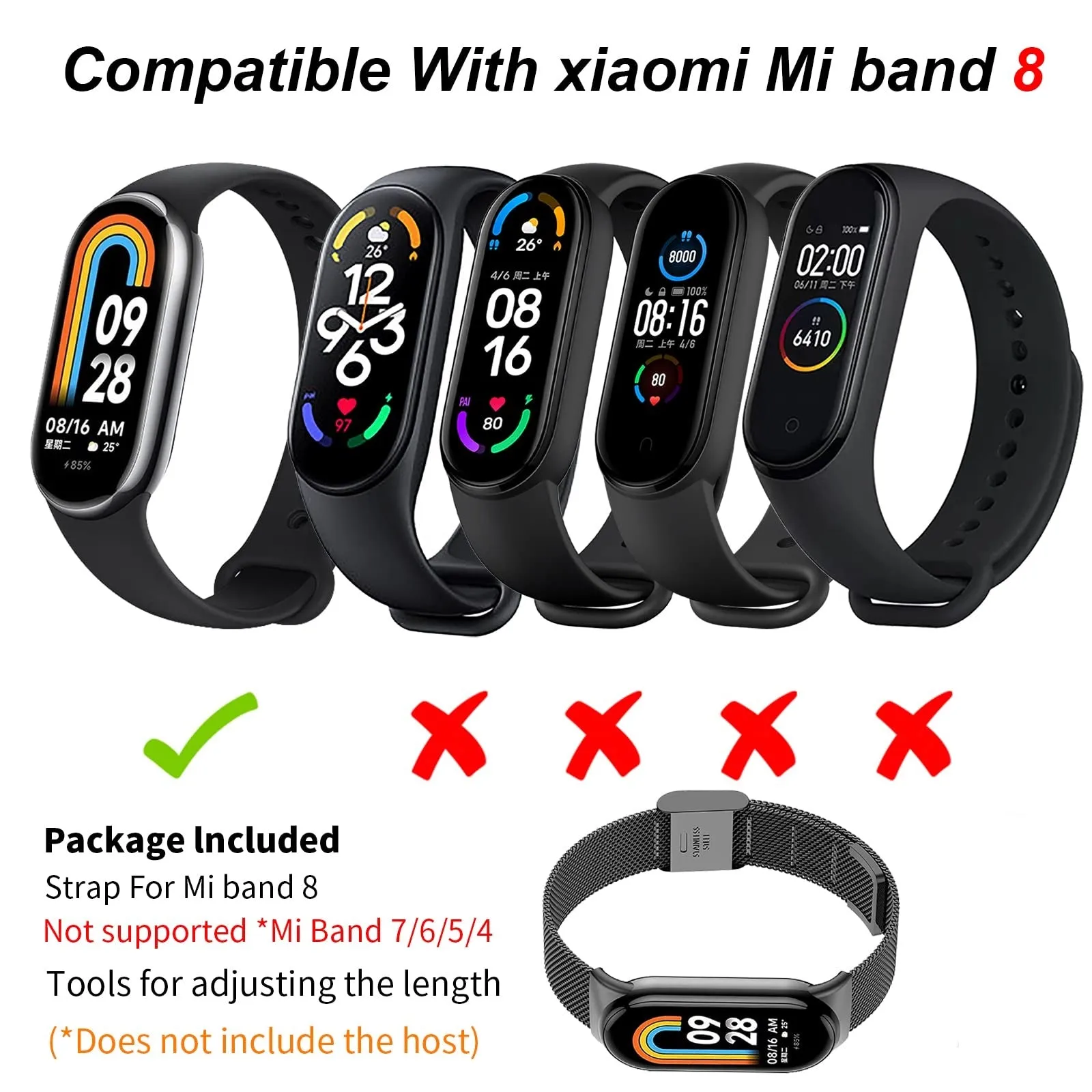 Xiaomi Mi Band 8 Milanese Strap with Adjustable Buckle  | Rose Pink