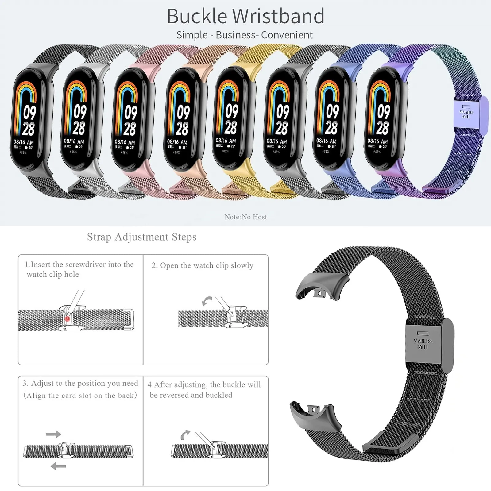 Xiaomi Mi Band 8 Milanese Strap with Adjustable Buckle  | Rose Pink