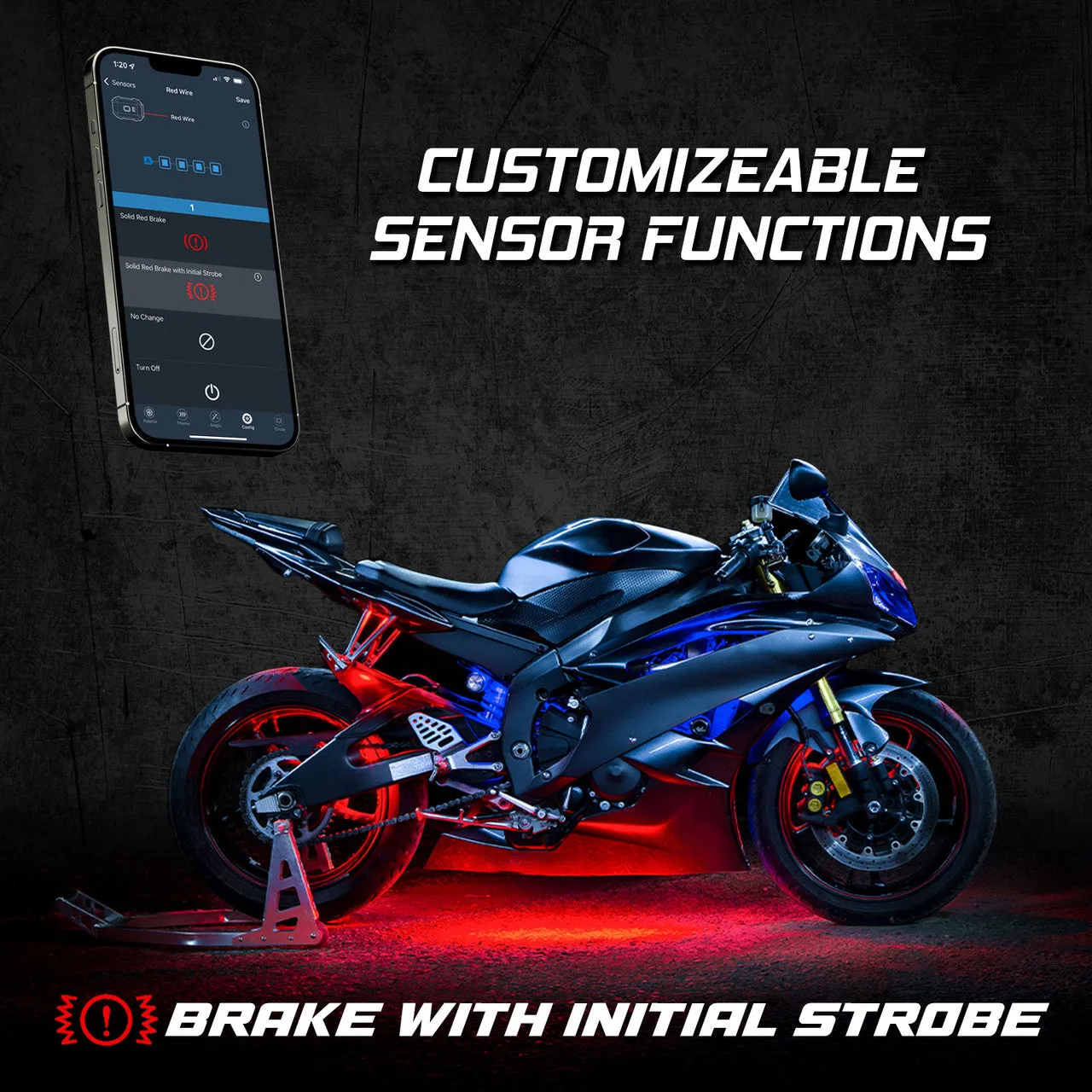 XKGlow Addressable LED Motorcycle Accent Light Kits [XKalpha App Controlled] Standard or Advance