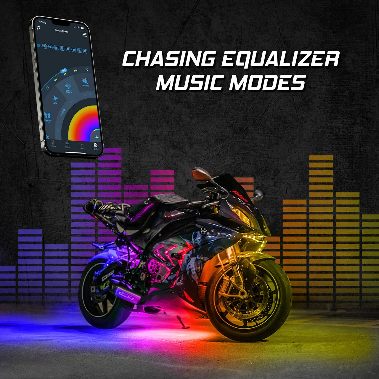 XKGlow Addressable LED Motorcycle Accent Light Kits [XKalpha App Controlled] Standard or Advance